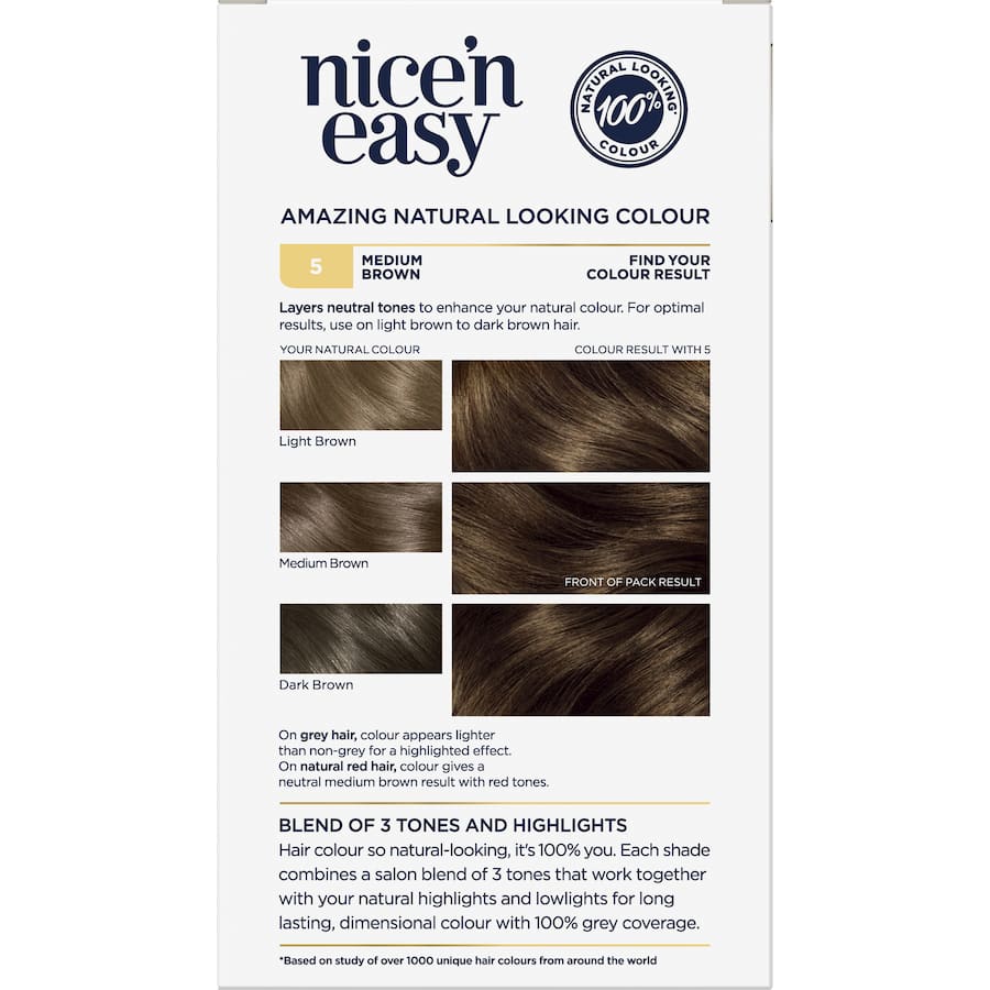 Clairol Nice N Easy Hair Colour Medium Brown 5 1pack