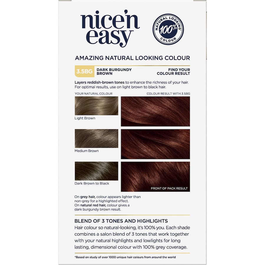 Clairol Nice N Easy Hair Colour Dark Burgundy Brown 3.5bg 1pack