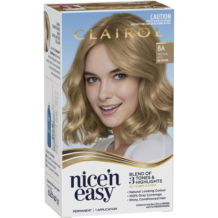 Clairol Nice N Easy Hair Colour Medium Ash Blonde 8a 1pack