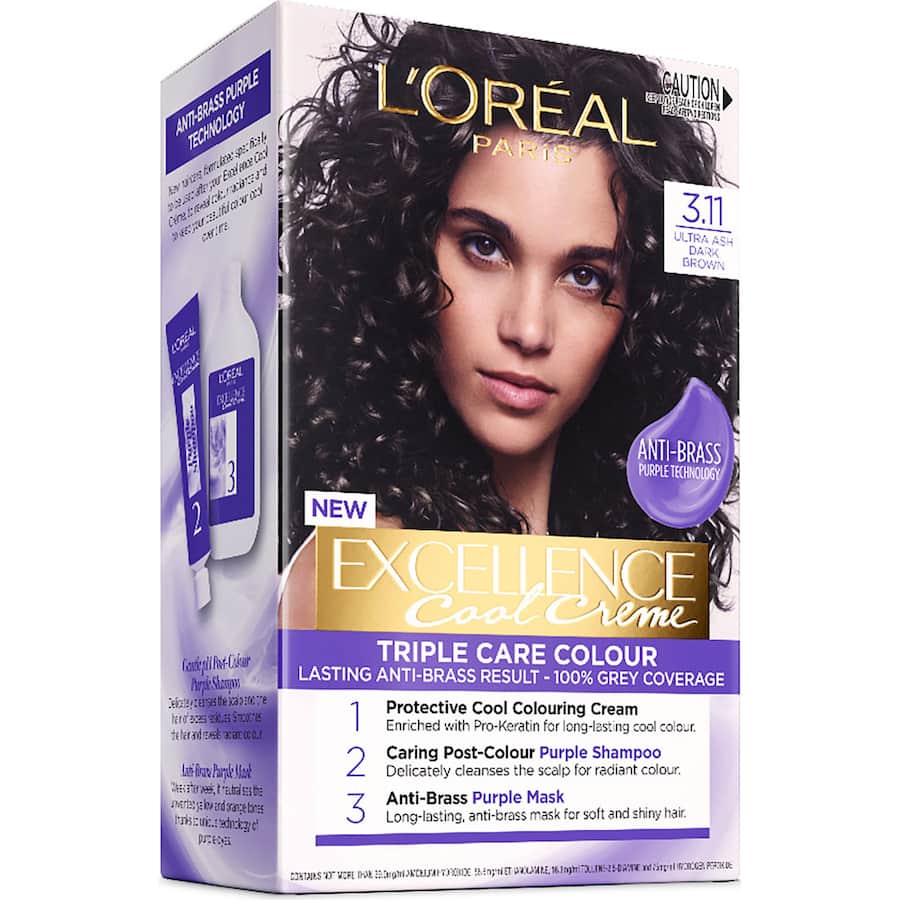 Loreal Excellence Cool Hair Colour Ultra Ash Dark Brown 3.11 1pack