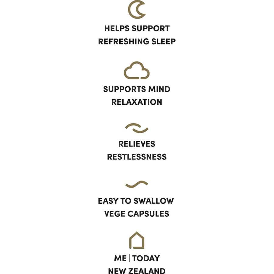 Me Today Goodnight Capsules for deep, rejuvenating sleep with Valerian root and Magnesium for relaxation and tranquility.