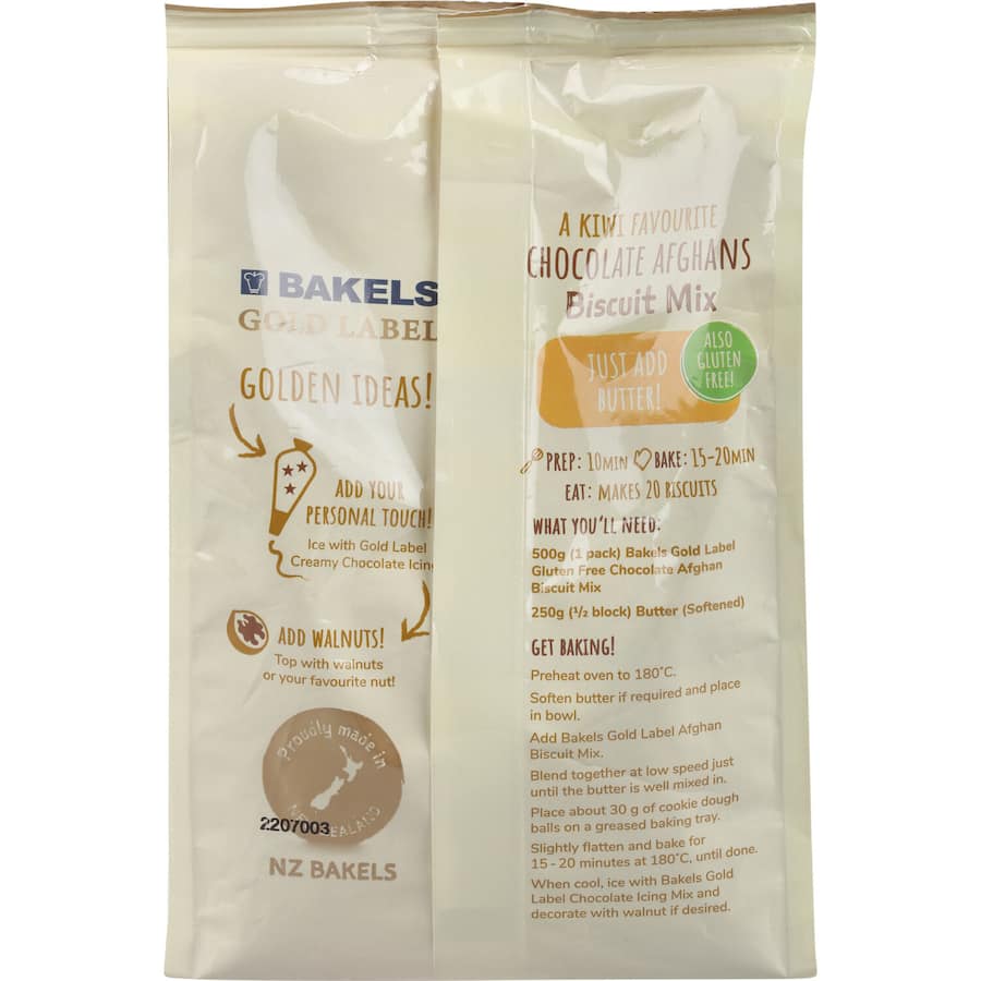 Bakels Gold Label Afghan Biscuit Mix for easy, rich chocolatey biscuits, perfect for all baking enthusiasts.