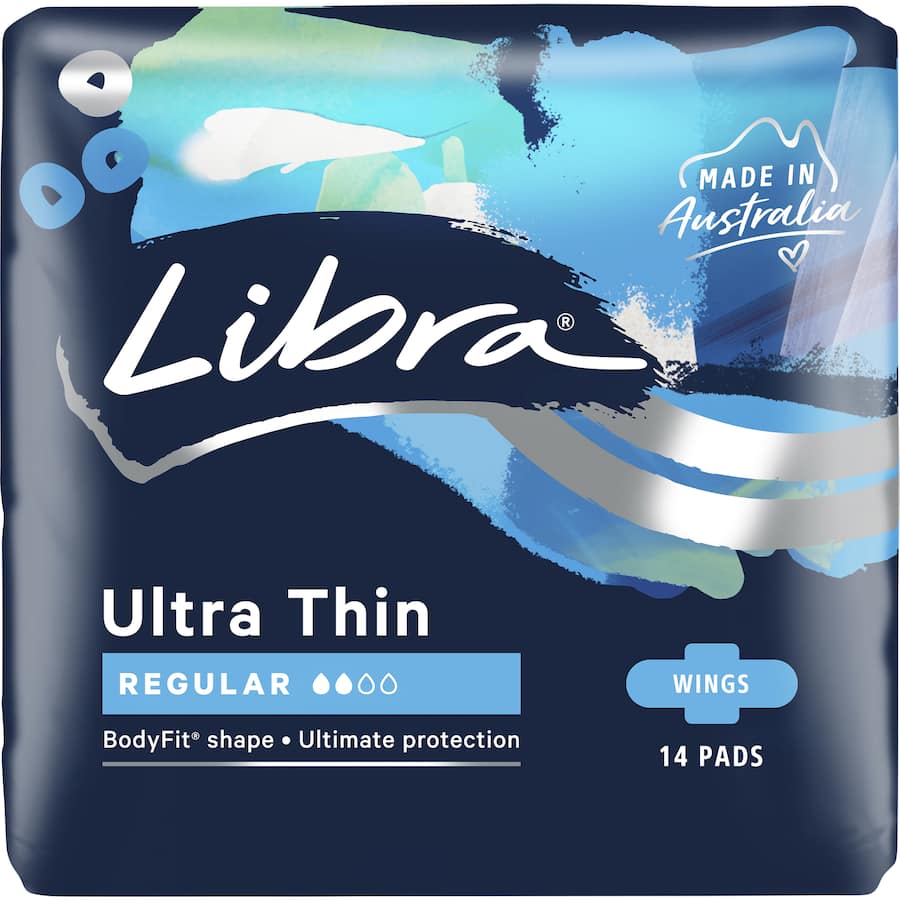 Libra Ultra Thin Pads Regular with Wings: sleek menstrual pads designed for comfort, flexibility, and reliable medium-flow protection.
