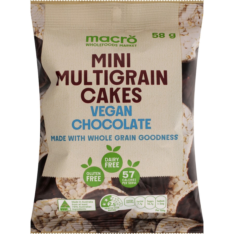 Macro Minis Rice Cakes Multigrain Vegan Chocolate