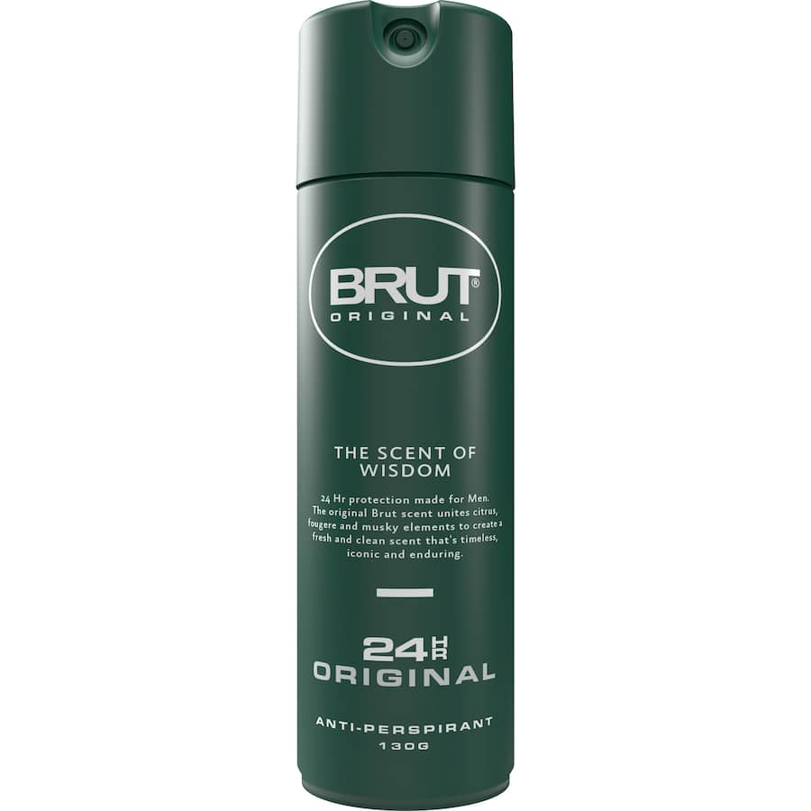 Brut Original 24hr Antiperspirant provides long-lasting sweat and odor protection with a classic masculine scent.