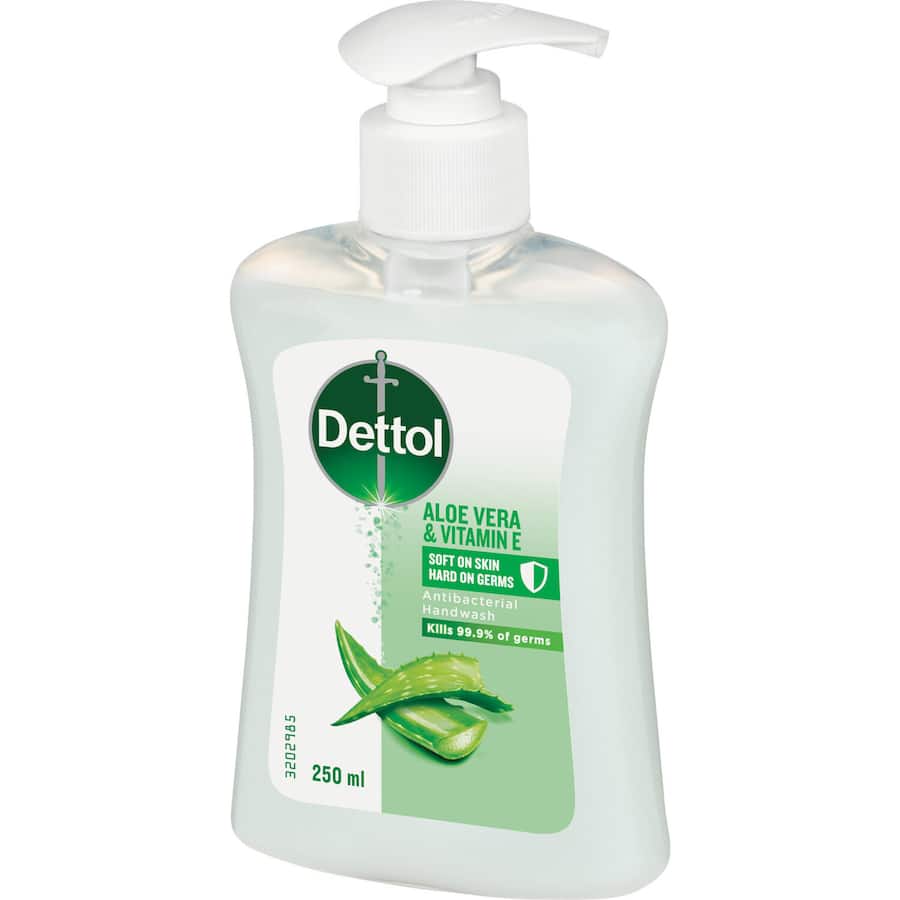 Dettol Liquid Antibacterial Hand Wash with Aloe Vera and Vitamin E, effectively kills germs while moisturizing skin for 3 hours.
