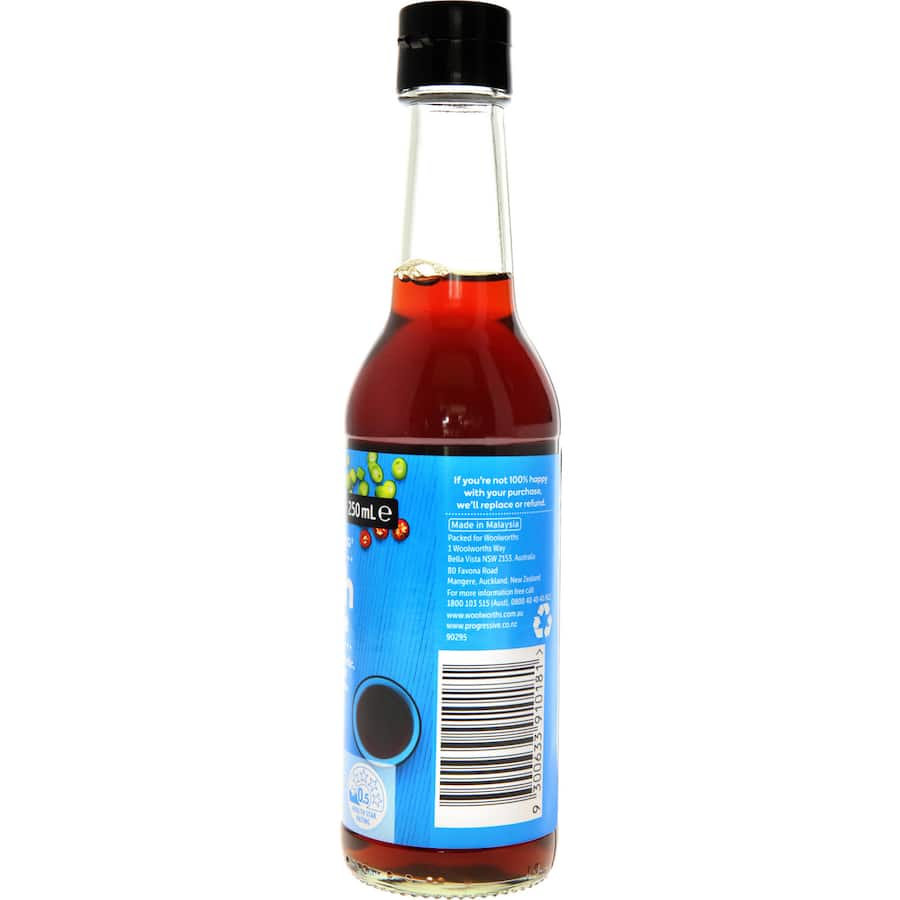 Woolworths Fish Sauce bottle showcasing its rich umami flavor, ideal for marinades, dressings, and stir-fries.