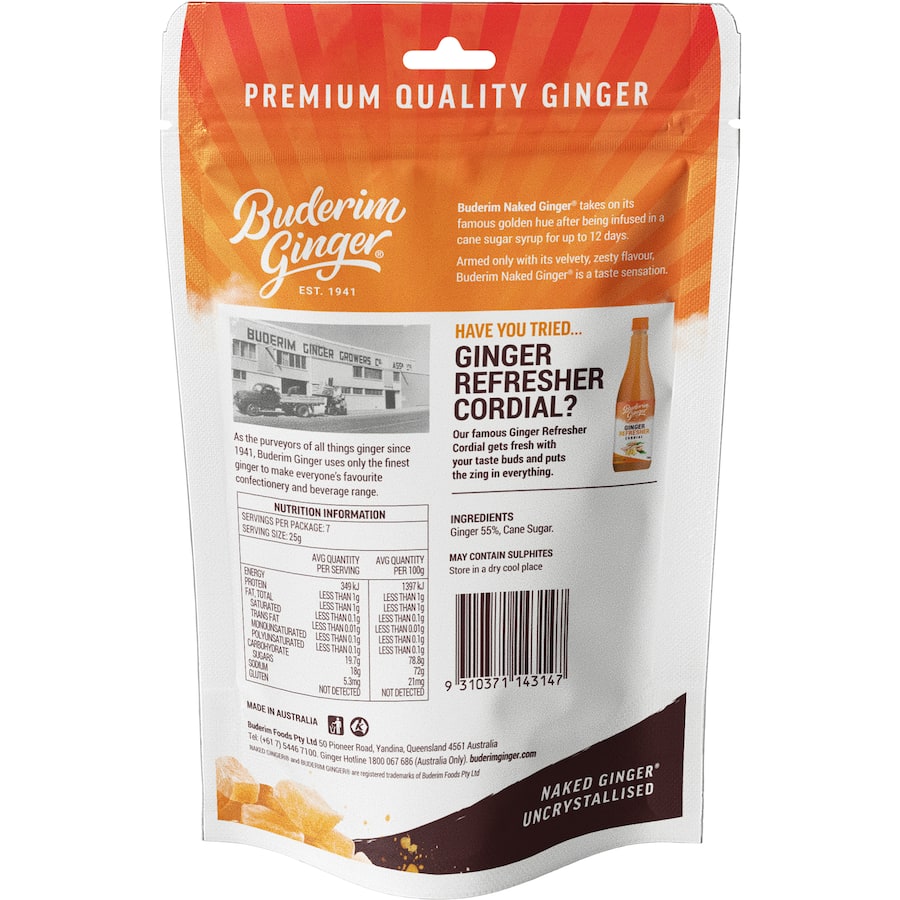 Buderim Ginger Naked Pouch 175g