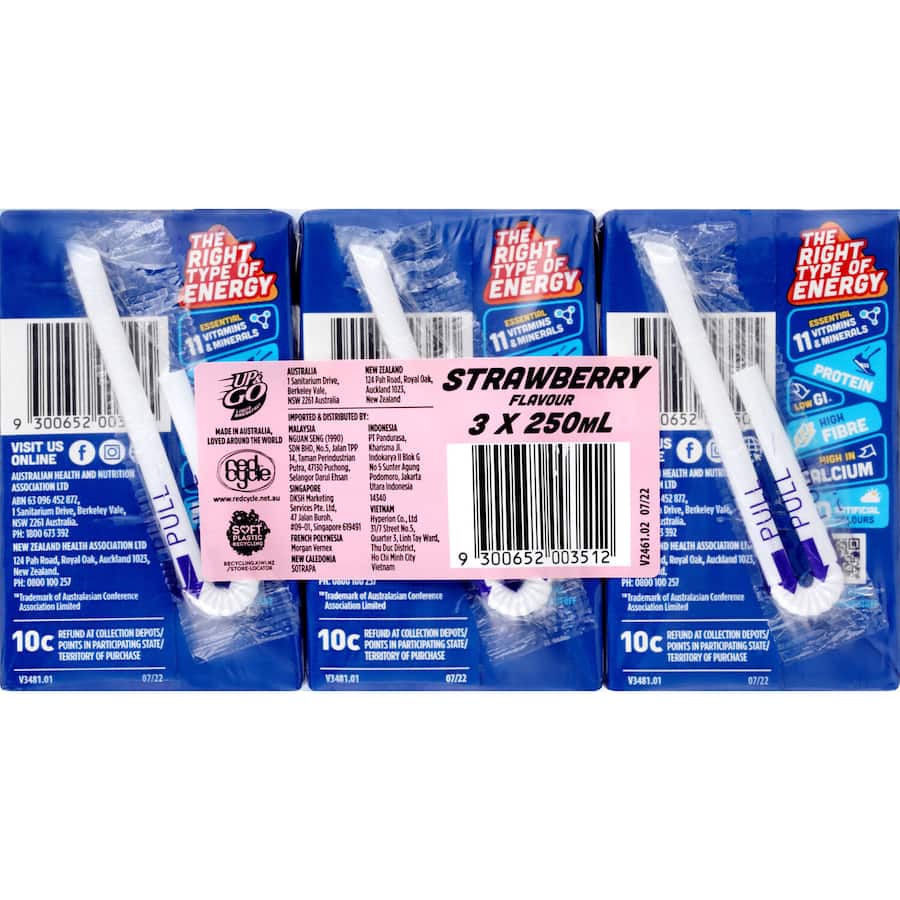 Sanitarium Up & Go Liquid Breakfast Strawberry 3pk 250mL