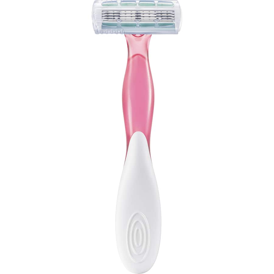 BIC Soleil Comfort Scented women's razor with four moveable blades, pivoting head, and Shea Butter strip for a smooth, citrus-scented shave.