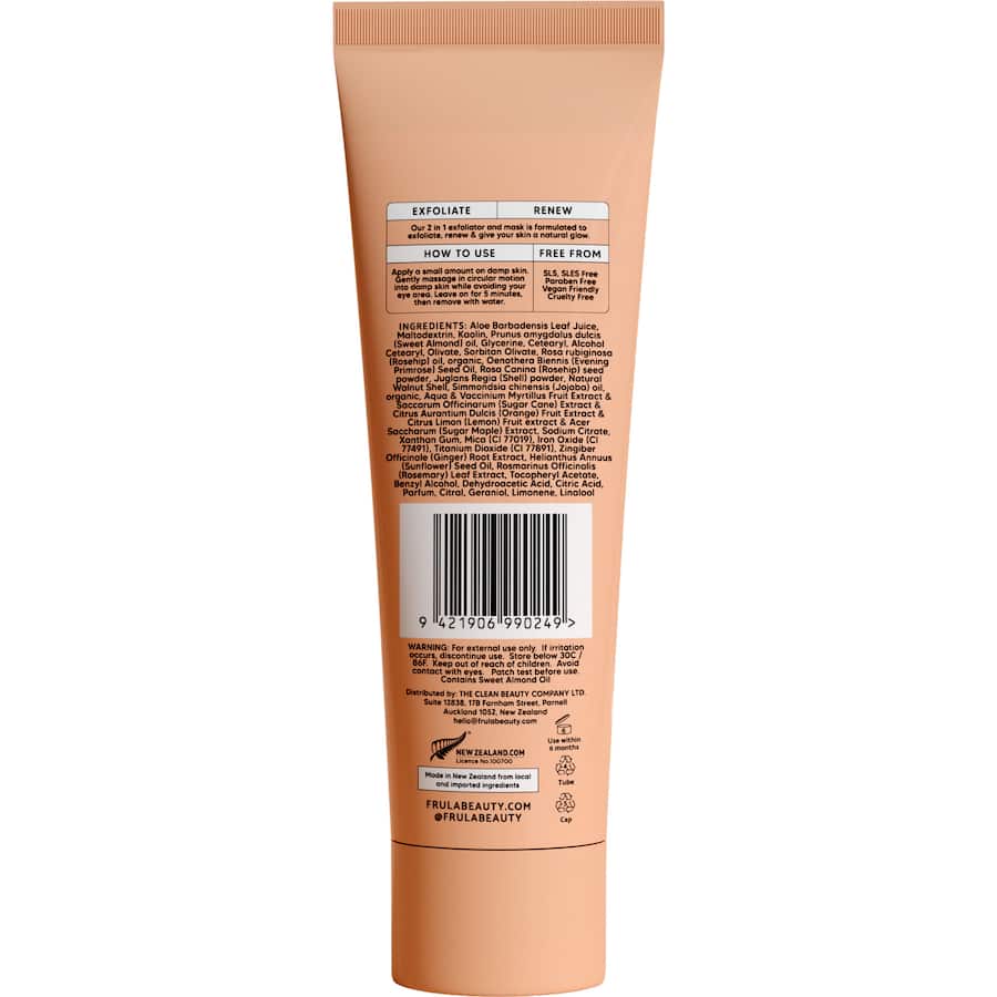 Frula Face Exfoliator features Vitamin C and natural ingredients for smooth, hydrated, and radiant skin with dual exfoliation options.