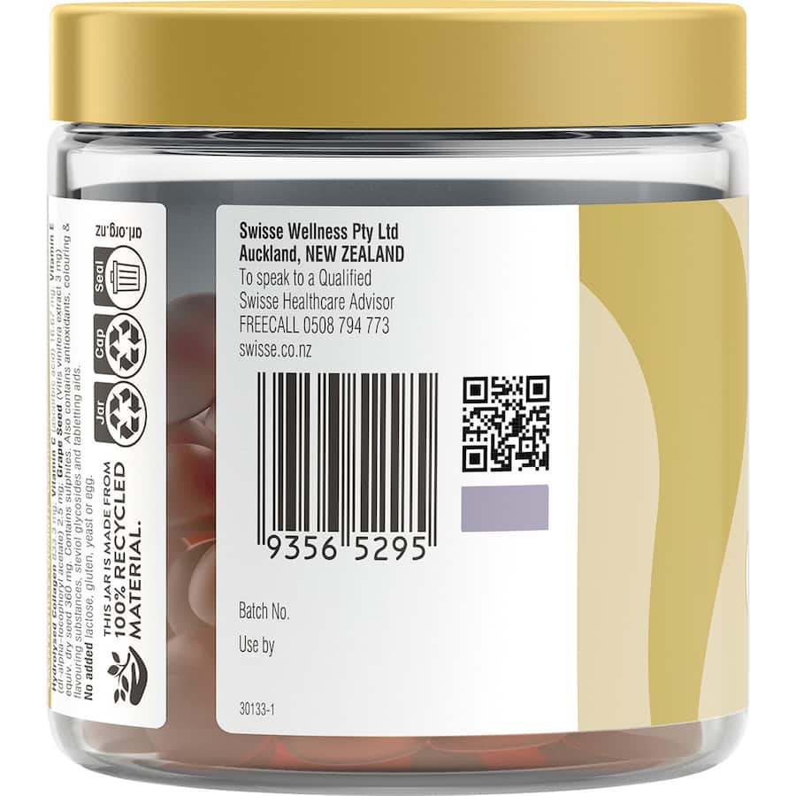 Swisse Gummies Collagen Glow: delicious beauty gummies for vibrant skin, enriched with Vitamin C and biotin for collagen support.