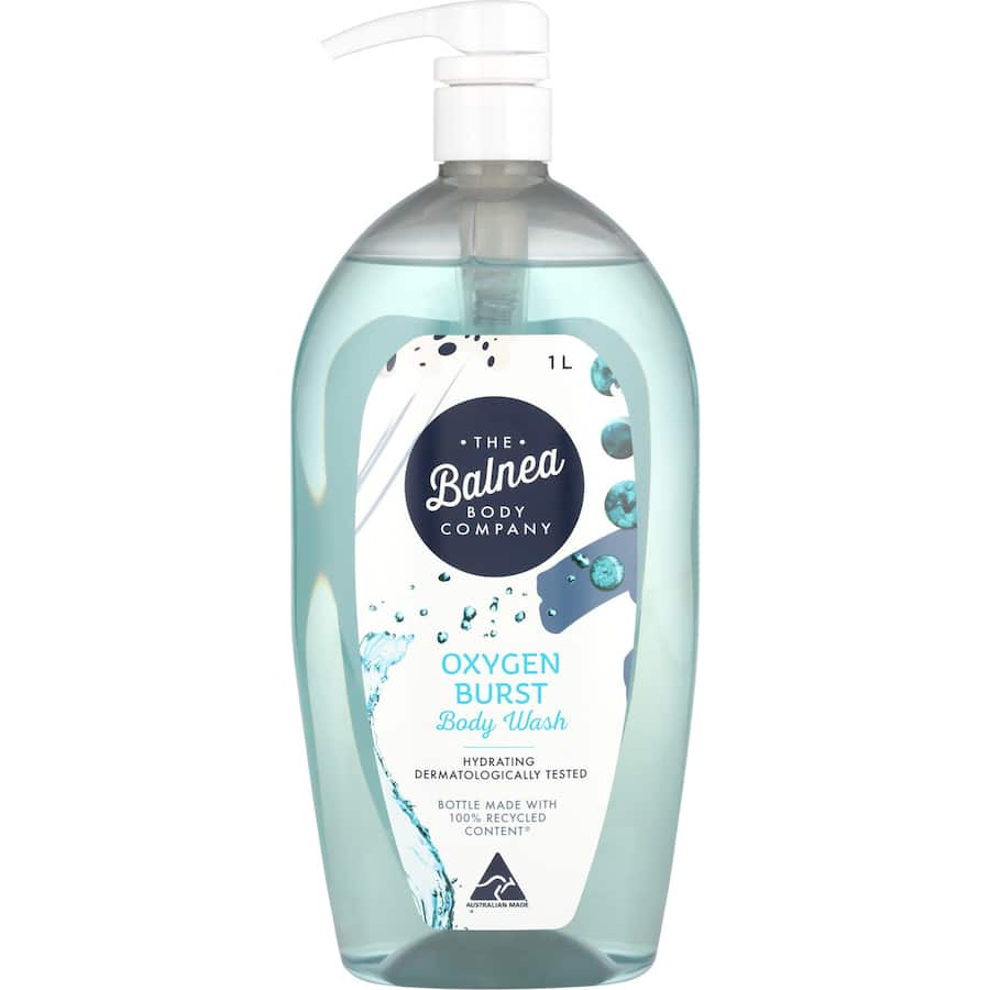 Balnea Body Wash Oxygen Burst, an oxygen-infused body wash that revitalizes and hydrates for soft, glowing skin.