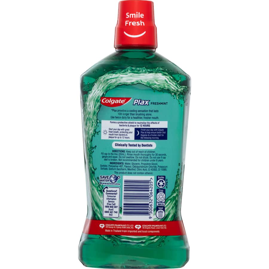 Colgate Plax Fresh Mint Mouthwash Value Pack for 24/7 breath control, kills 99.9% of germs, alcohol-free, refreshing taste.