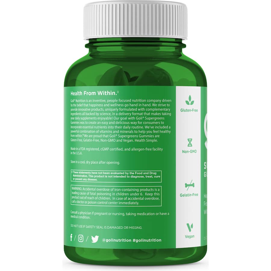 Goli Supergreens Gummies: delicious, nutrient-packed gummies aiding wellness, immune support, and digestive health.