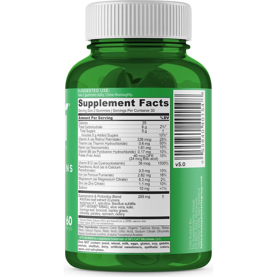 Goli Nutrition Supergreens Gummies: Tasty gummies packed with artichoke extract, vitamins, and minerals for daily wellness support.