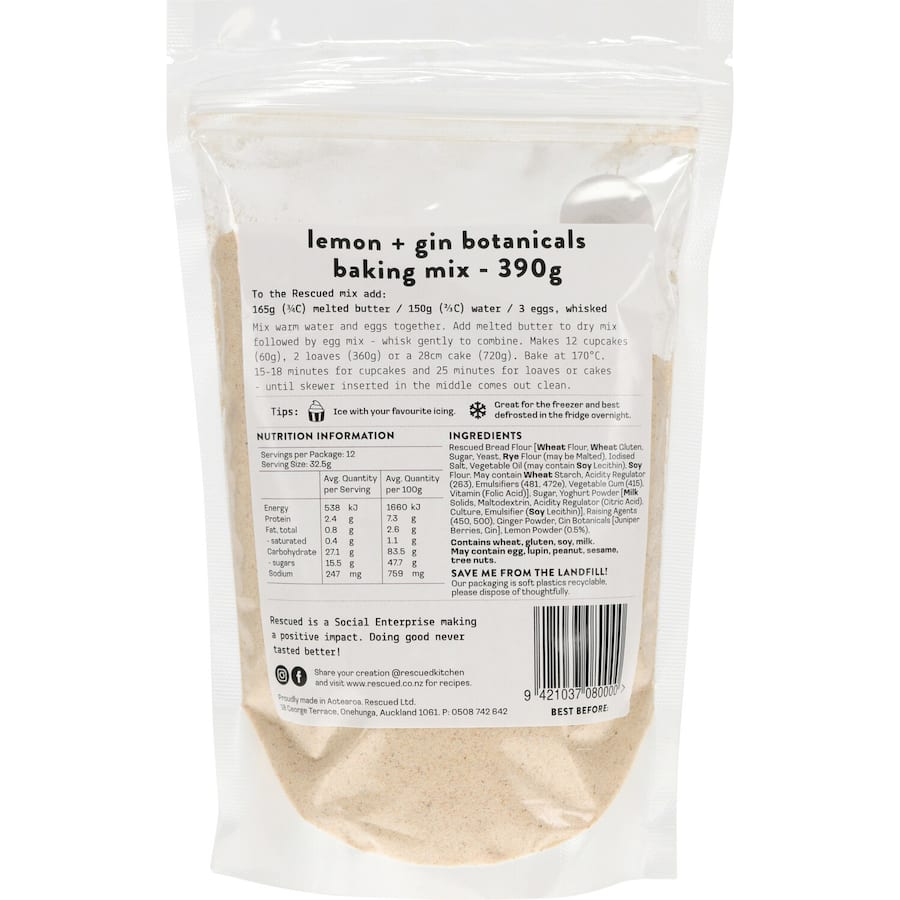 Rescued Kitchen Baking Mix Lemon & Gin Botanicals 390g