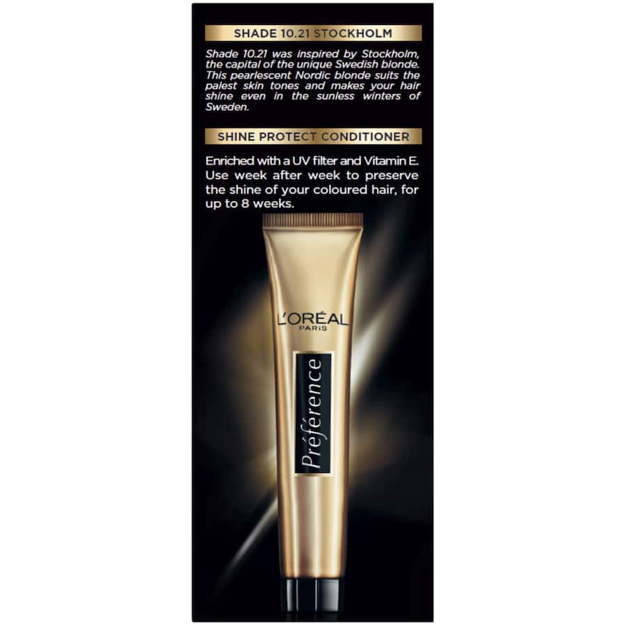 L'Oréal Paris Preference Hair Colour Alaska 10/21, vibrant permanent dye for radiant color, perfect grey coverage, and salon-quality shine.