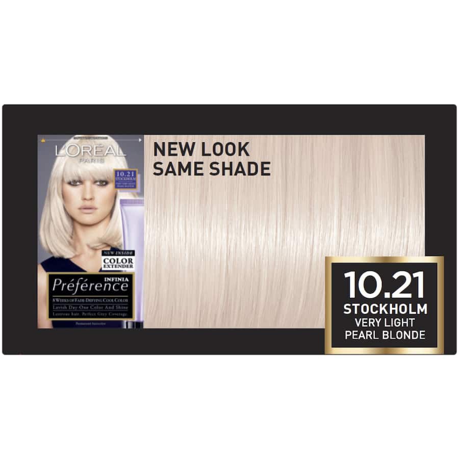 L'Oréal Paris Preference Hair Colour in Alaska 10/21 offers vibrant, long-lasting color with perfect grey coverage and high shine.