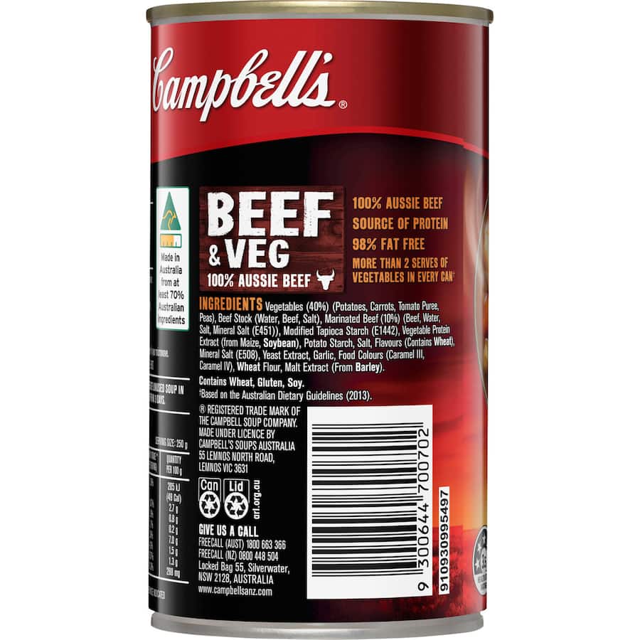 Hearty Campbell's Chunky Beef Soup with tender beef, vegetables, and savory broth, perfect for quick, nutritious meals.