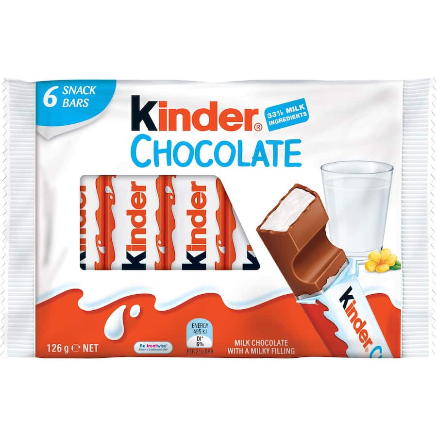 Kinder Chocolate Bar Milk 6pk 21g