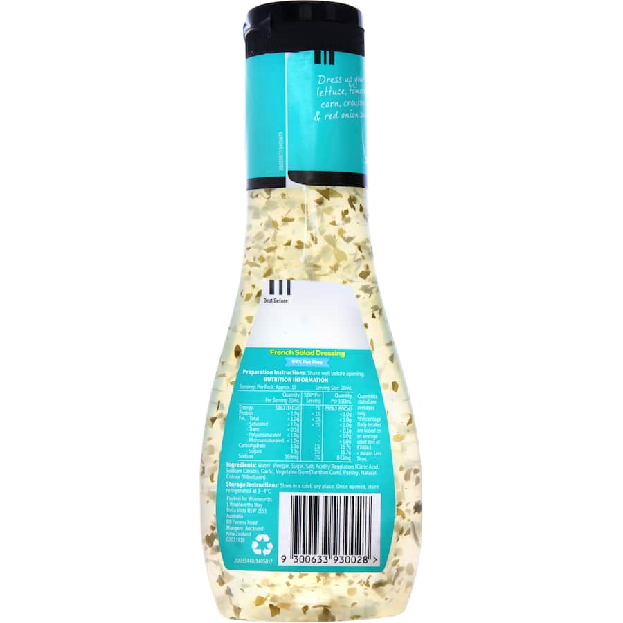 Woolworths French Dressing Fat Free 300mL