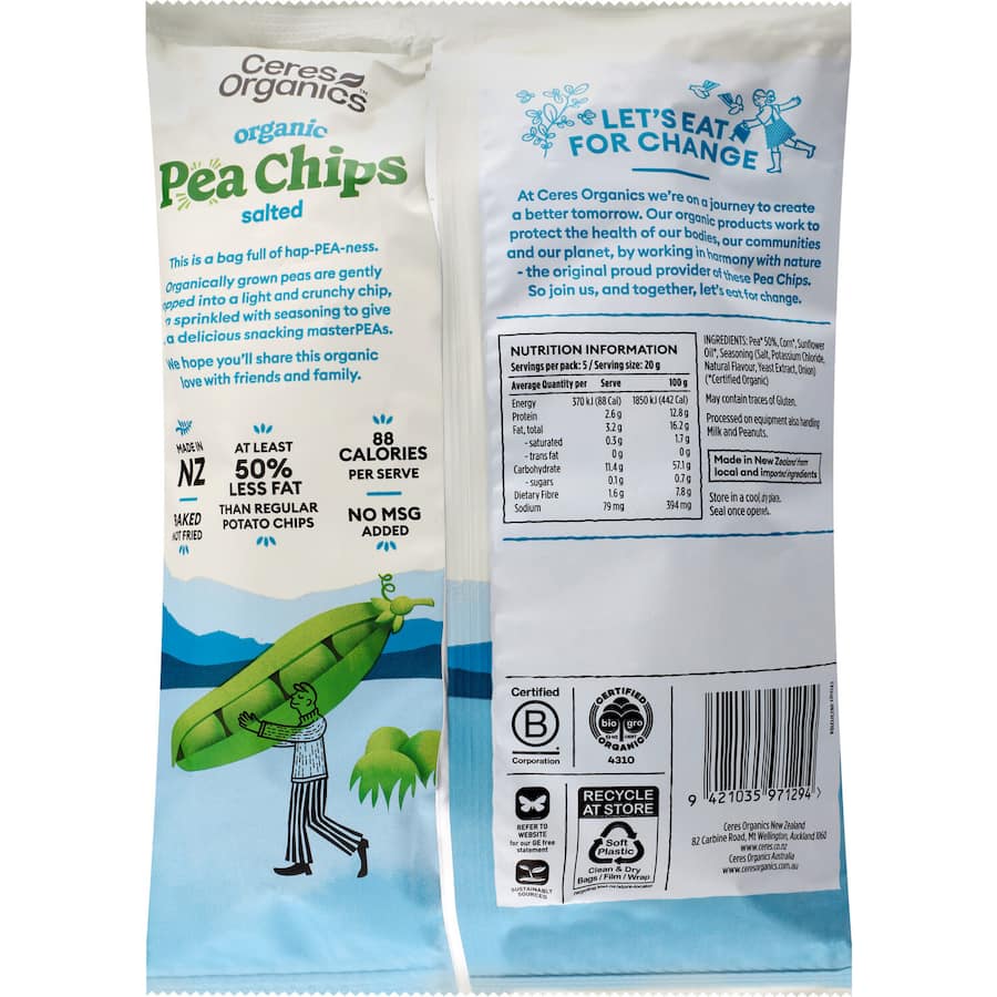 Ceres Organics Pea Chips Salted 100g