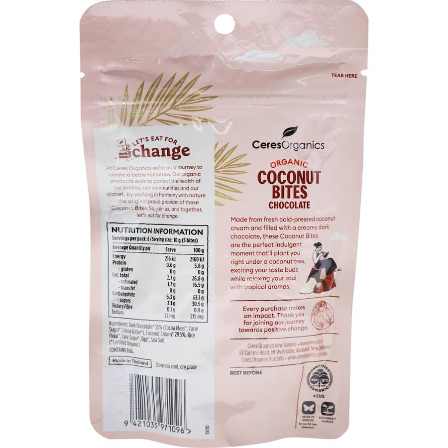 Ceres Organics Coconut Bites Chocolate 60g