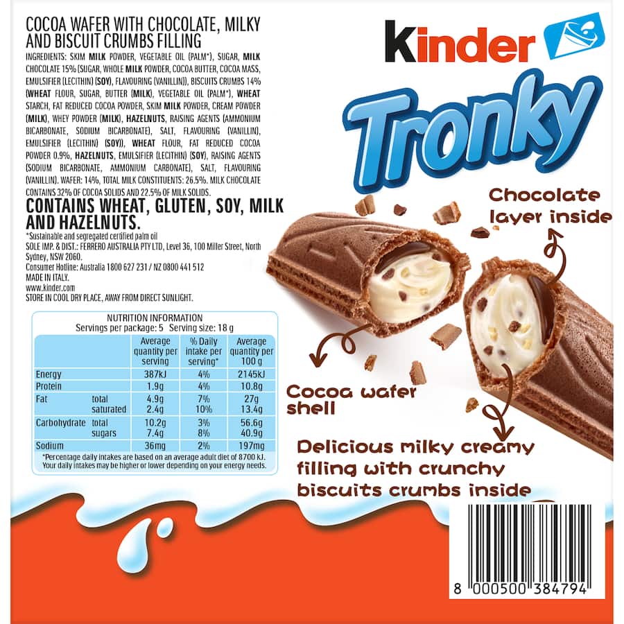 Kinder Tronky Biscuit Bar Multi Pack 5pack