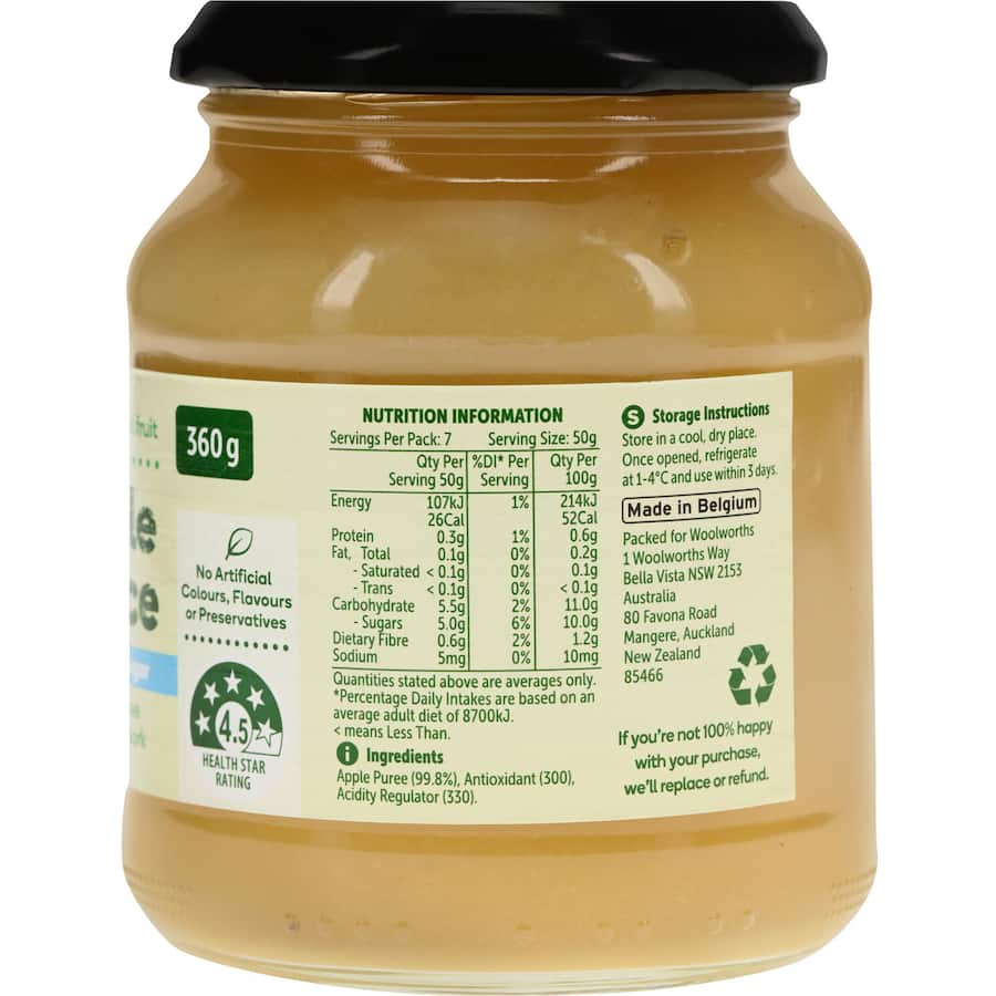 Woolworths Apple Sauce No Added Sugar 360g
