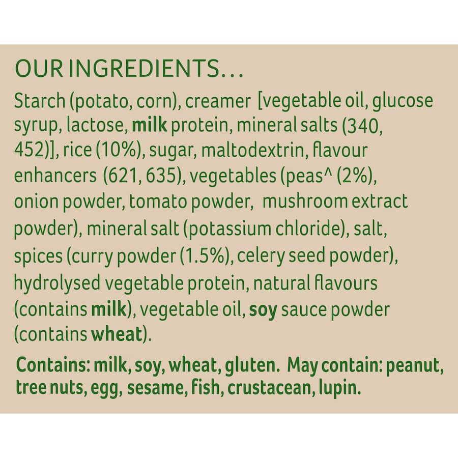 A warm cup of Continental Dutch Curry with Rice soup, featuring rich spices and sustainably grown ingredients for a quick, delicious meal.