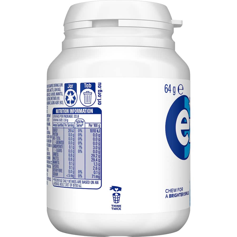 Wrigleys Extra White Chewing Gum Peppermint 46 Pieces Bottle 64g