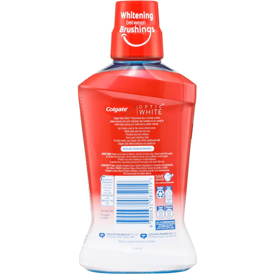 Colgate Optic White Mouthwash Teeth Whitening Stain Defense 500mL