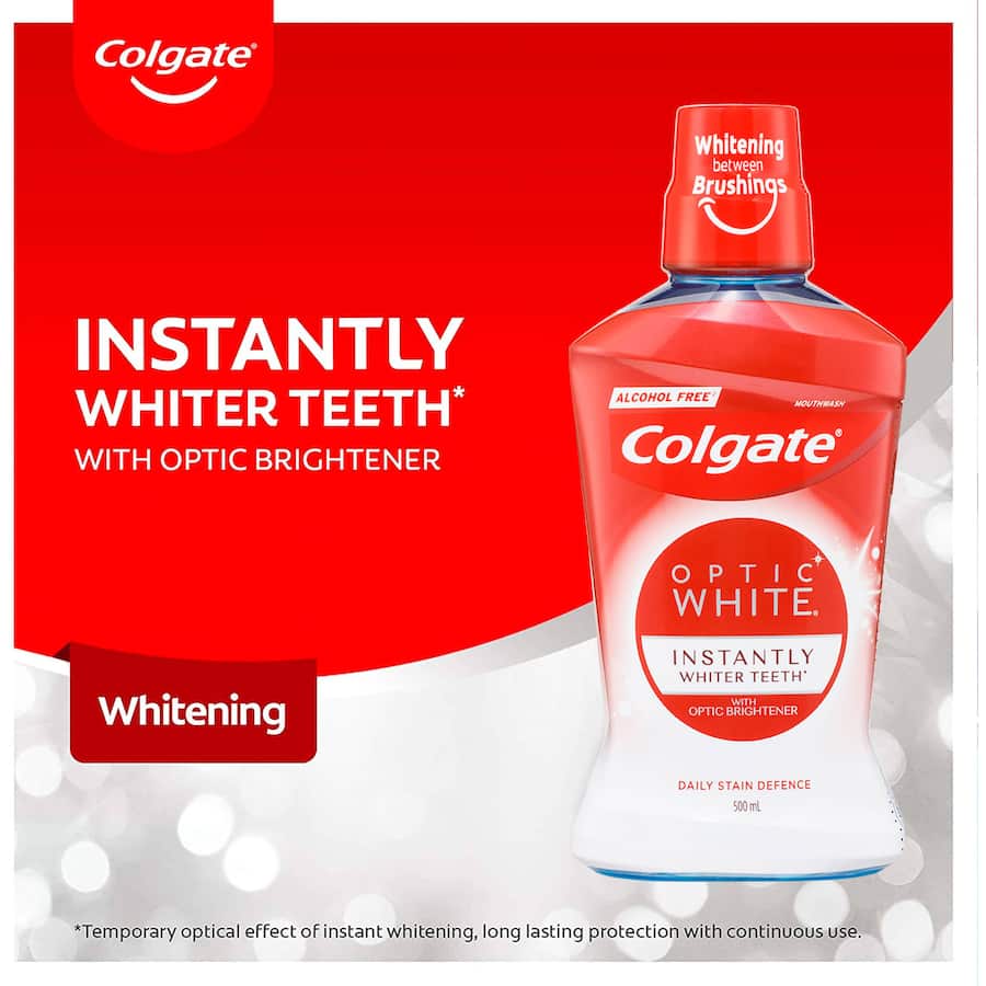 Colgate Optic White Mouthwash Teeth Whitening Stain Defense 500mL