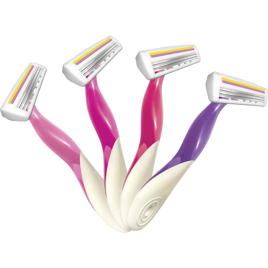 BIC Soleil Disposable Razors in Twilight Lavender, featuring triple blades, a curved handle, and a soothing lavender scent.