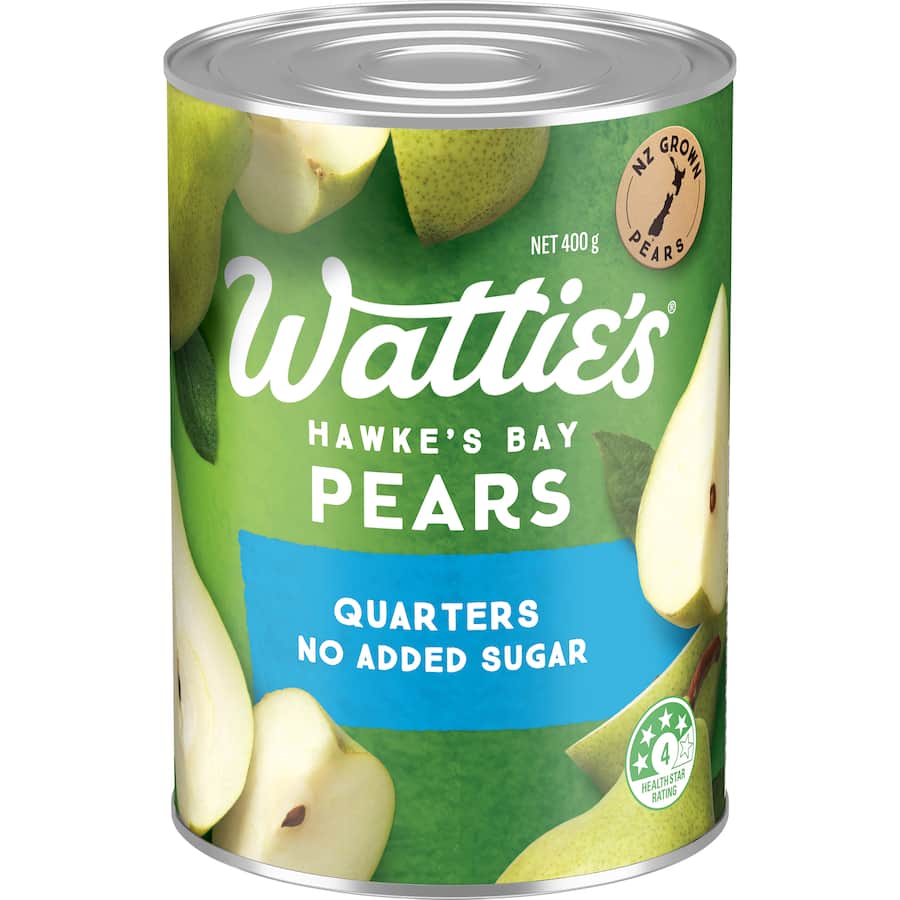 Watties Pears Quarters No Added Sugar Can 400g