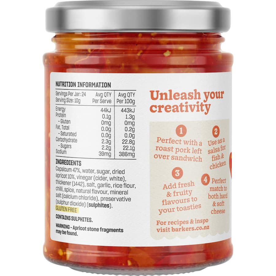 Artisan chutney blending sweet apricot and warm capsicum, perfect for cheese boards and gourmet gifts. Gluten-free, made in New Zealand.