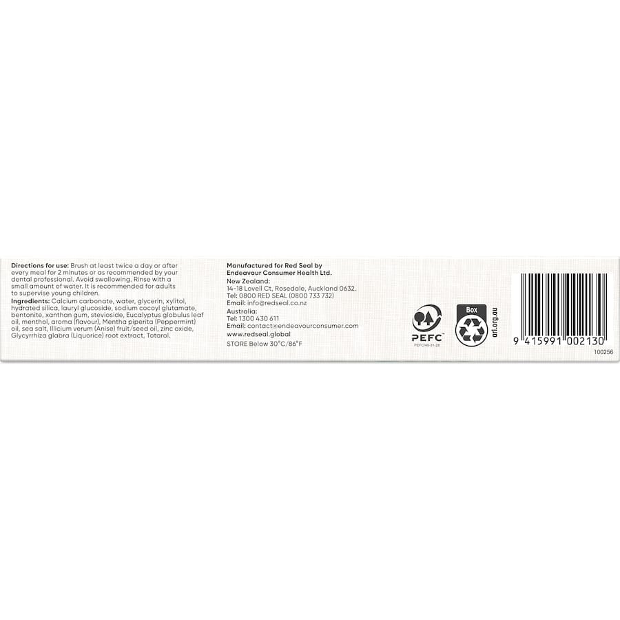 Red Seal Toothpaste Complete Care in Mild Mint offers gentle plaque removal and breath freshening for the whole family.