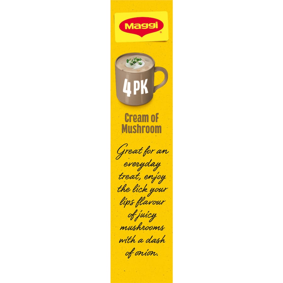 Instant Maggi Cream of Mushroom Soup in a 62g cup, perfect for a quick, warm, and vegetarian-friendly meal.
