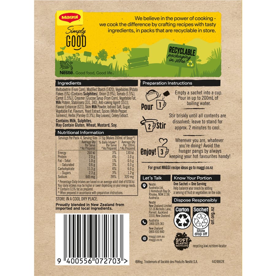 Maggi Soup For A Cup Instant Soup Creamy Vegetable 70g 4pack