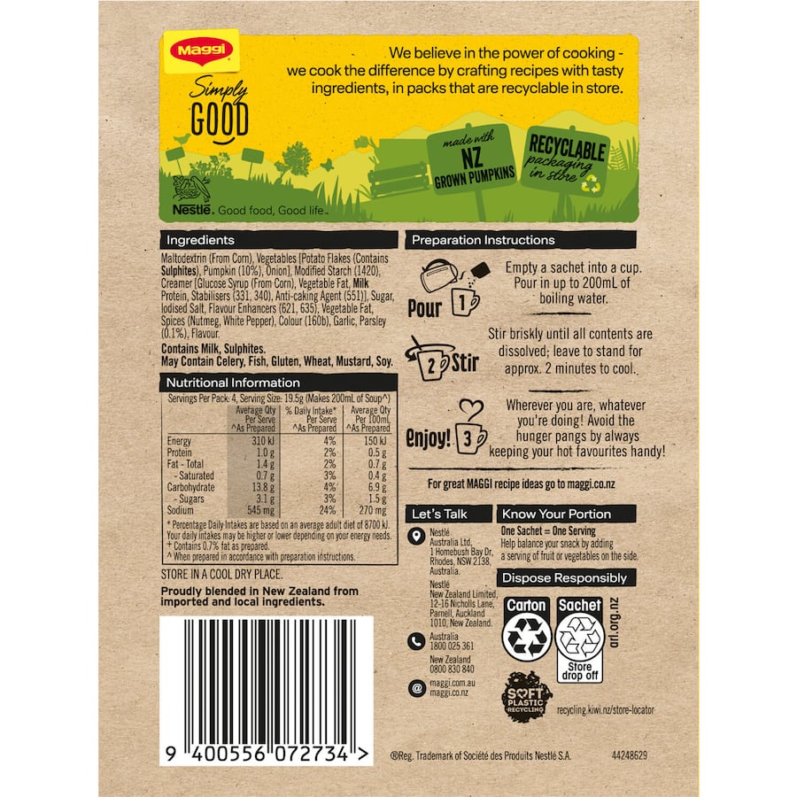 Maggi Soup For A Cup Instant Soup Golden Pumpkin 78g 4pack