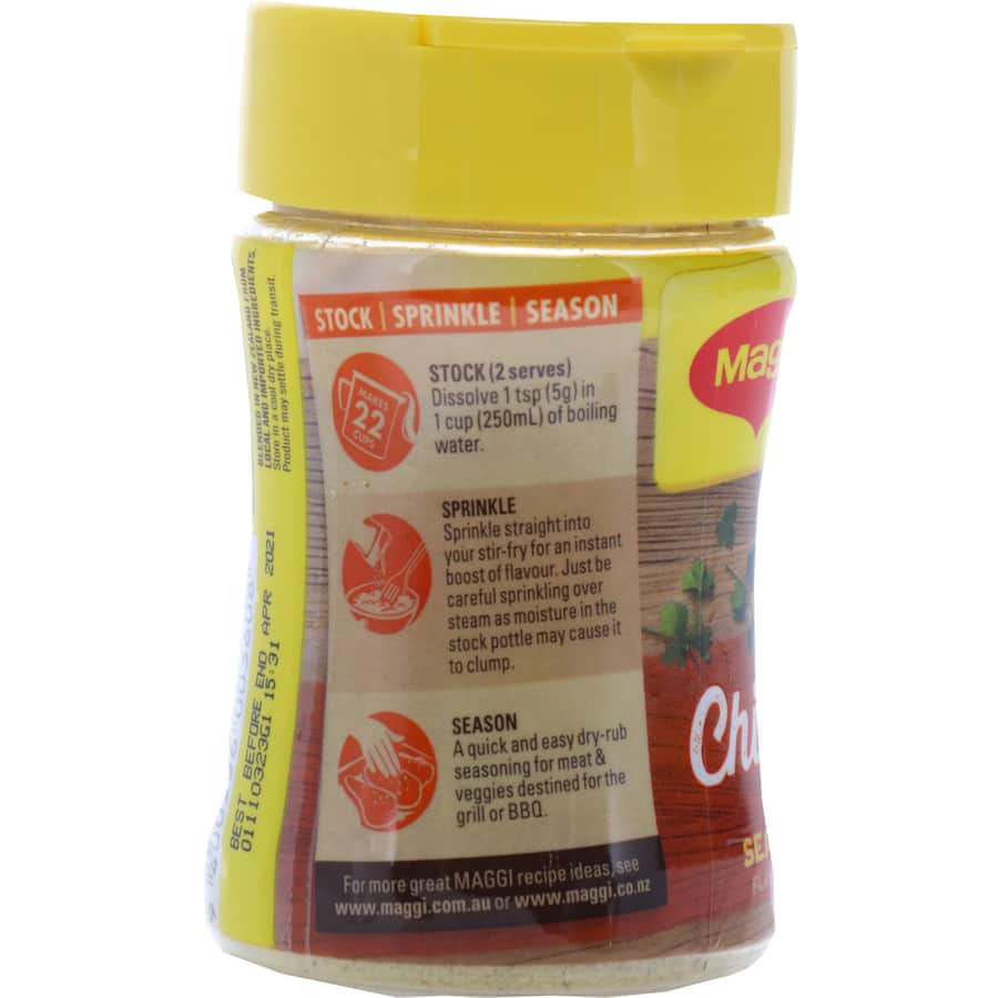 Maggi Chicken Stock Powder: versatile seasoning for rich flavor in soups, stir-fries, marinades, and grilled dishes.