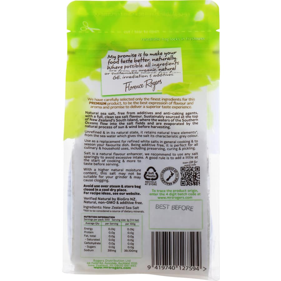 Mrs Rogers Sea Salt Coarse Resealable bag 500g