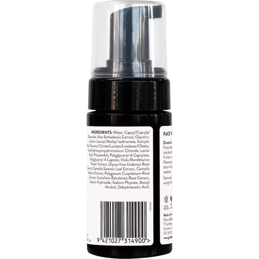 Glow Lab Face Wash for Acne: AHA + BHA exfoliating cleanser with Salicylic Acid, Aloe Vera, and CICA for clear, radiant skin.