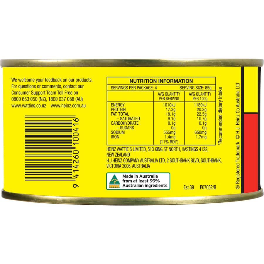 A 340g can of Pacific Corned Beef, a cooked and ready-to-eat product, perfect for sandwiches, casseroles, and quick meals.