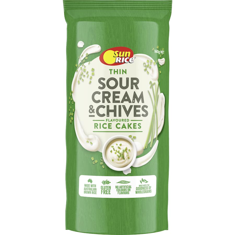 Sunrice Thin Rice Cakes Sour Cream & Chives 160g