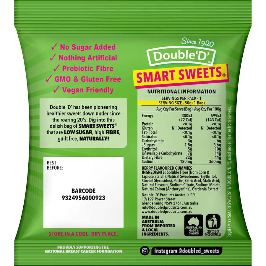 Double D Jelly Sweets Smart Sweets Sour Gummies 50g