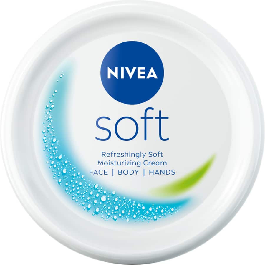 Nivea Soft Day Cream with Jojoba & Vitamin E in a compact pot, providing intense hydration for all skin types.