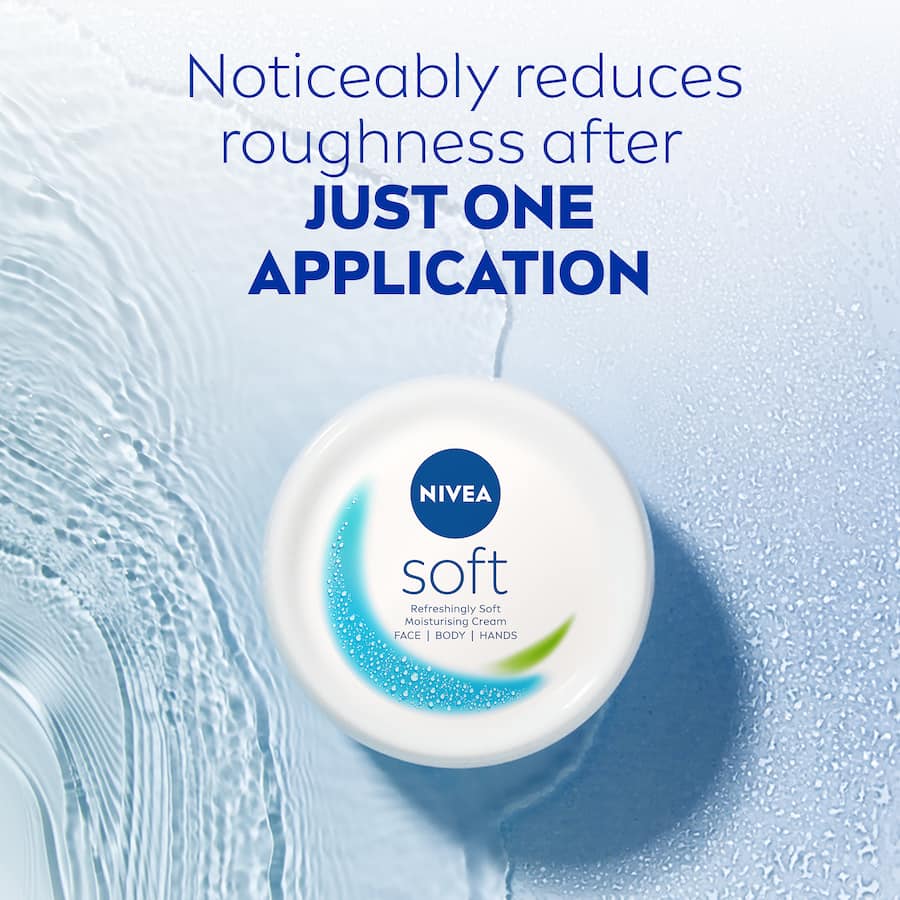 Nivea Soft Day Cream with Jojoba & Vitamin E in a compact pot, offering intense hydration for all skin types, lightweight and refreshing.