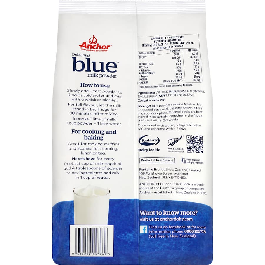 Anchor Milk Powder Standard Blue Bag 1kg